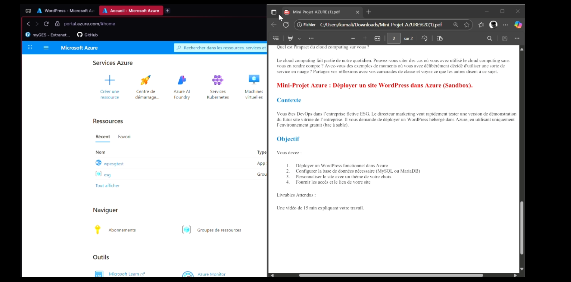 Mini-Projet Azure — Déploiement WordPress